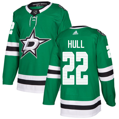 Adidas Stars #22 Brett Hull Green Home Authentic Stitched NHL Jersey